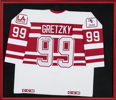 Wayne Gretzky Signed & Inscribed Team Canada Hockey Jersey In 44x39 Framed Display (PSA/DNA)
